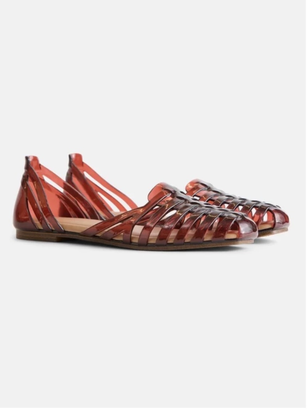 NWT Time and Tru Pink Woven Huarache Jelly Slip-On Sandals Burgundy/Brown